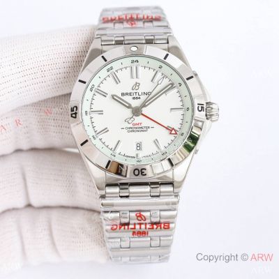 Swiss Breitling Chronomat 2836 GMT 40mm White Dial steel Watch